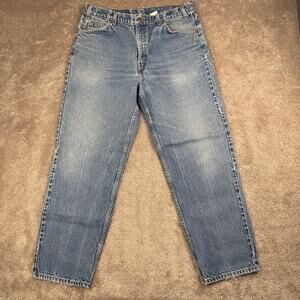 Vintage Levi's 550 Relaxed Fit Tapered Leg Blue Denim Jeans Men 34x29 Orange Tab